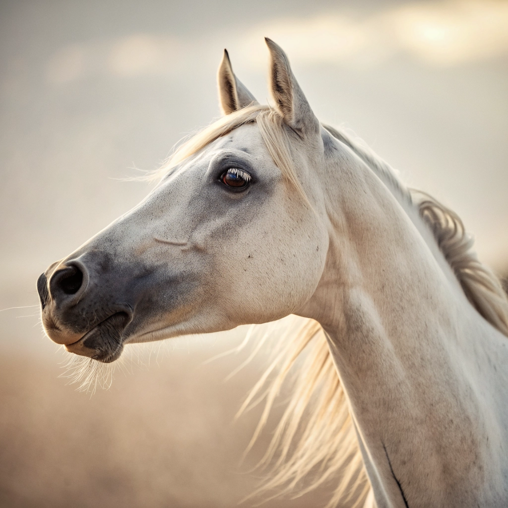 Close-up of Arabian horse head showing dished profile