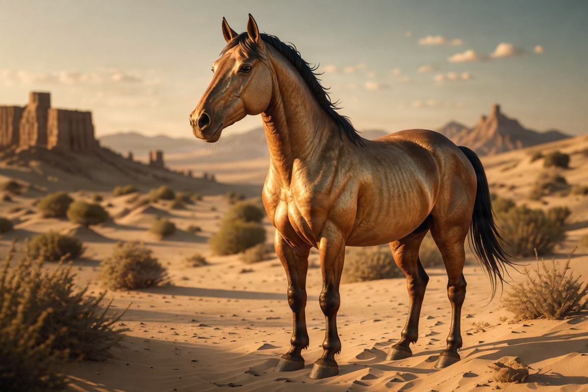Majestic representation of the historic Ferghana Heavenly Horse